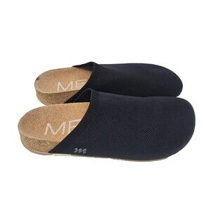 MESSAGE Henning Mules Clogs Black Minimalist Recovery Cork Vegan EU 39 US 8, 8.5